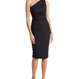 LOVE‎ BY DESIGN Sz Small Black One Shoulder Bodycon Dress EUC